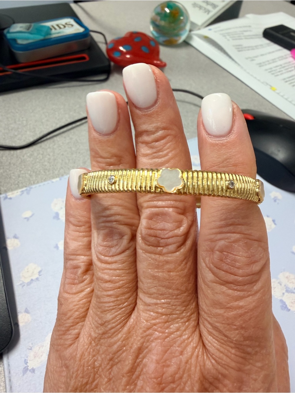 Gold-Tone Toddler Floral Accent Bangle Bracelet